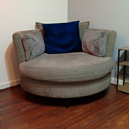 Grey round swivel armchair - grey,