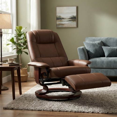 Brown faux leather swivel - brown,
