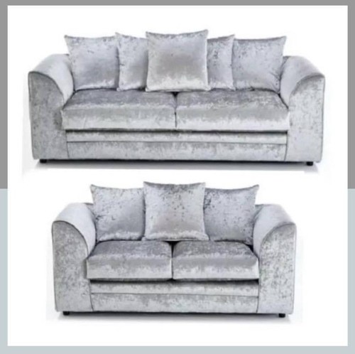 Silver crushed velvet sofa - velvet,
