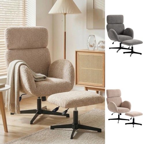 Swivel armchair and footstool - armchair,