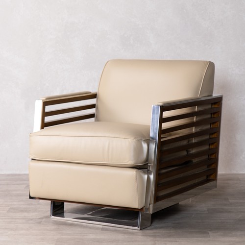 Cream leather swivel chair art - cream,