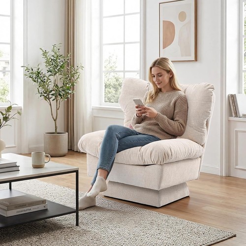 Beige modern chenille swivel - beige,